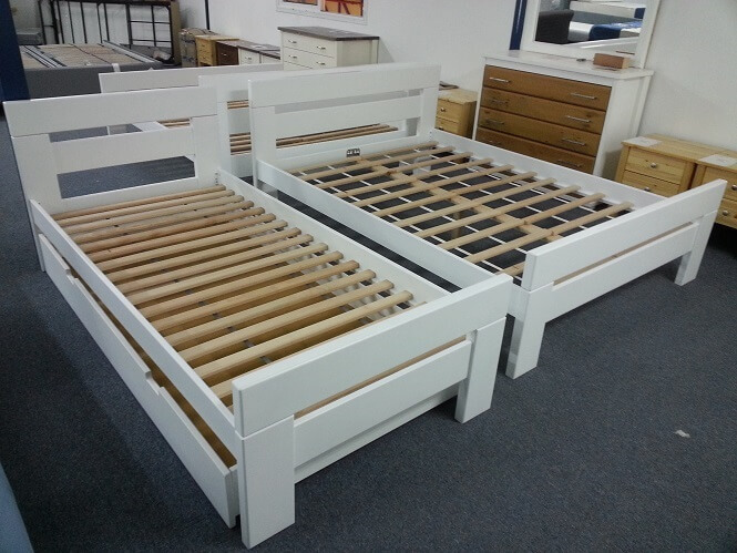 solid wood double and single beech bed