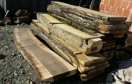 Unedged walnut wood lumber