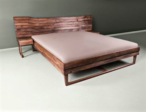 Solid walnut double bed